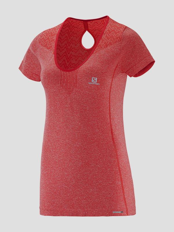 Tričko Salomon ELEVATE SS SEAMLESS TEE W Červená
