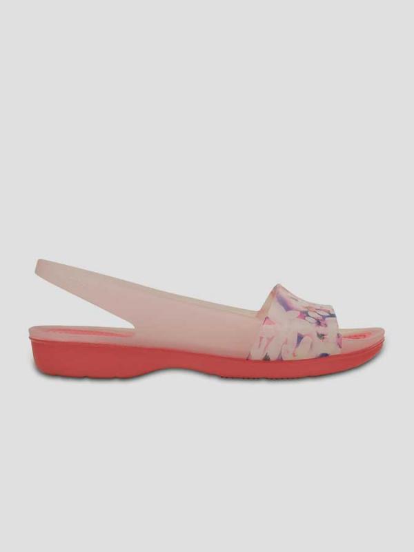 Sandály Crocs ColorBlock Soft Floral Flat W Coral Růžová