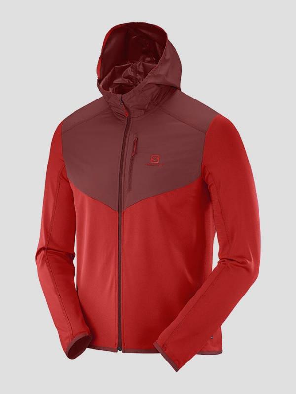Bunda Salomon DISCOVERY WIND HOODIE M MTAD/BRIQUE-X Červená