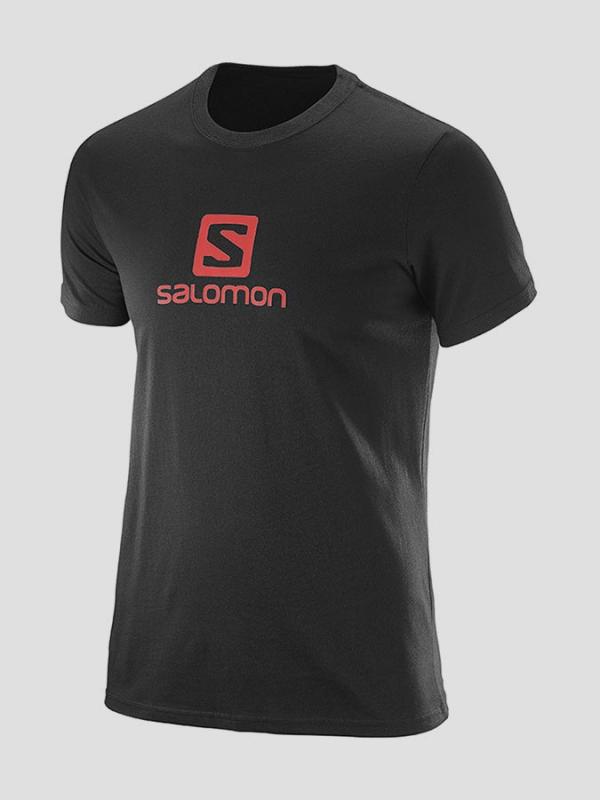 Tričko Salomon LOGO SS COTTON TEE M BLACK Černá