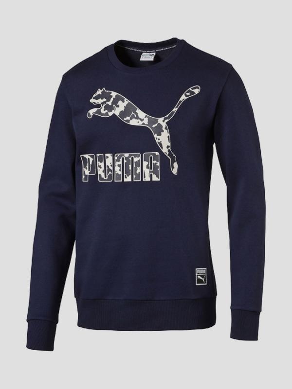 Mikina Puma Archive Logo Crew FL Peacoat Modrá