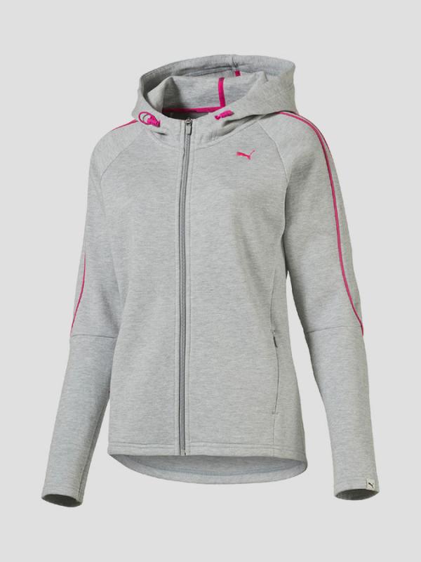 Mikina Puma EVO FZ Hoody W Light Gray Heather Šedá