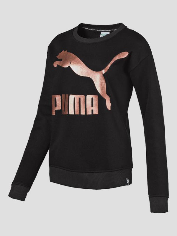 Mikina Puma Archive Logo Crew, Fleece Cotton Black Černá