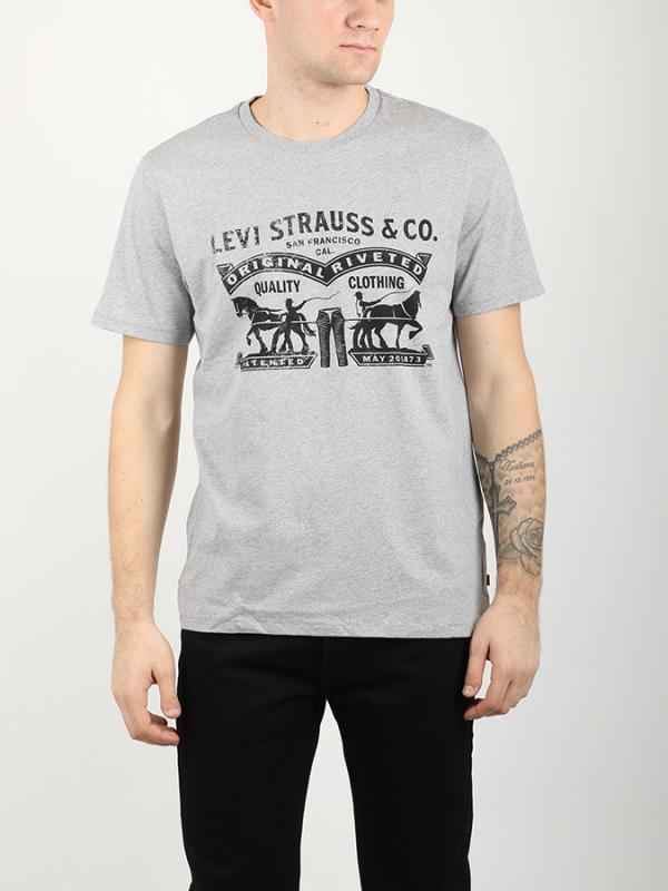 Tričko LEVI'S GRAPHIC SETIN NECK 2HORSE MIDTONE HTR Šedá