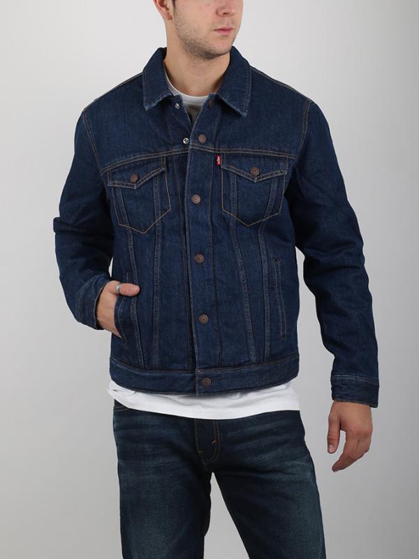 Bunda LEVI'S DOWN FILL ZIP TRUCKER Modrá