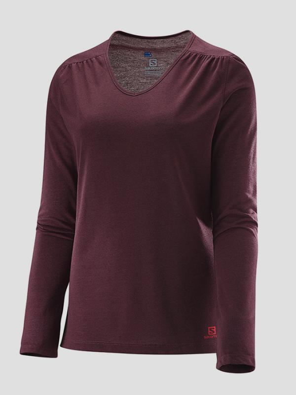Tričko Salomon ELLIPSE LS TEE W Pinot Noir Červená
