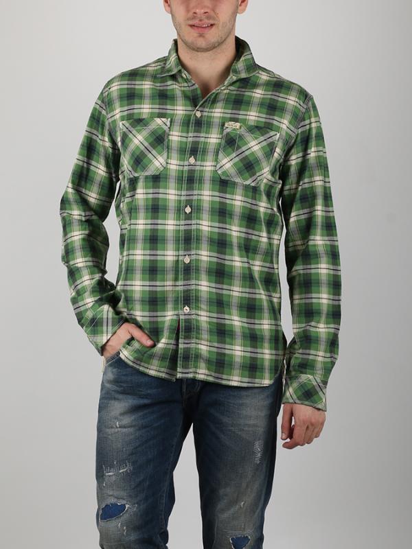 Košile Replay CHECKED FLANNEL TWILL Zelená