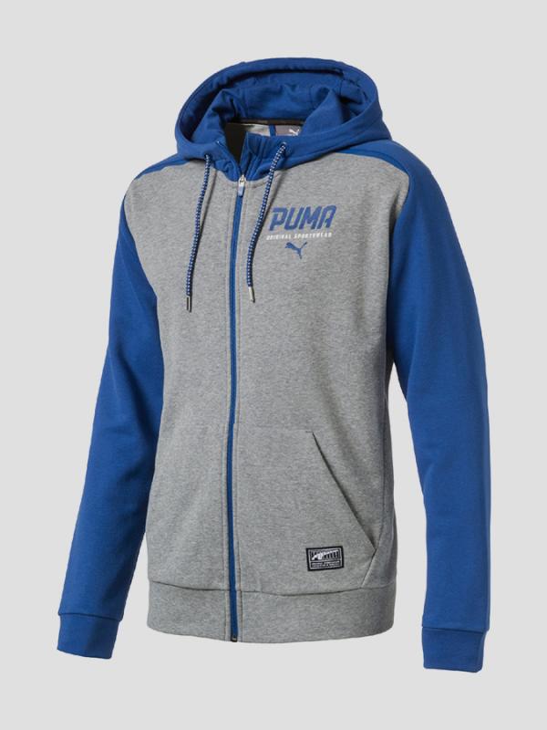 Mikina Puma STYLE Tec FZ Hoody TR Šedá