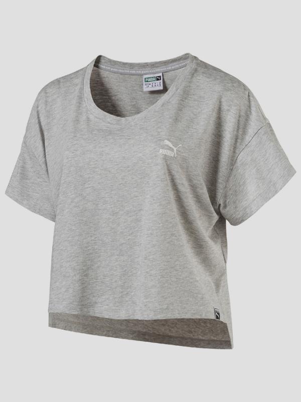 Tričko Puma Archive Logo Cropped Tee Šedá