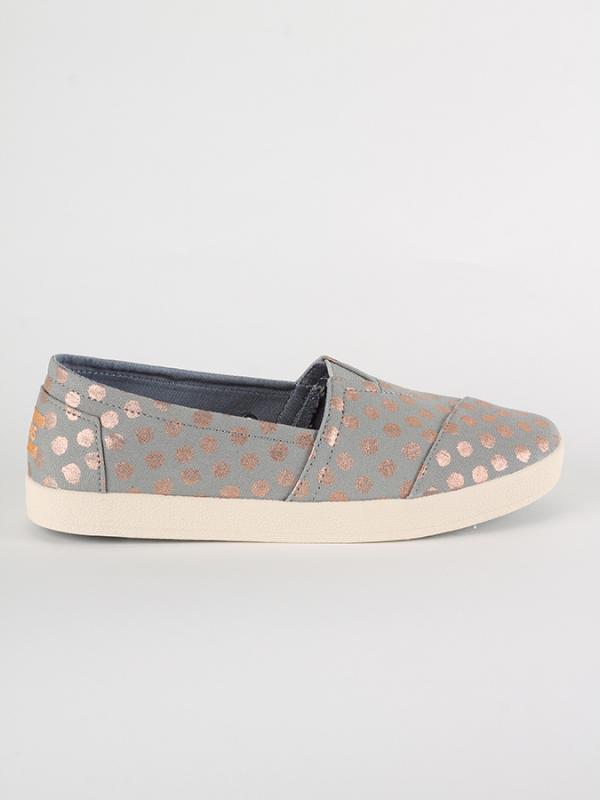 Boty Toms GRY/GOLD FOIL POLKA DOT WM AVA SLIPON Barevná
