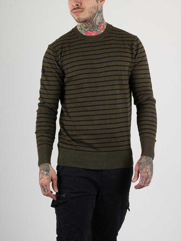 Svetr Superdry ORANGE LABEL STRIPE CREW Zelená