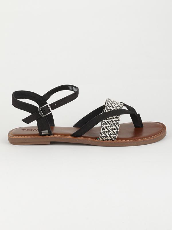 Sandály Toms BLACK WHITE WOVEN WM LEXIE SAND Černá