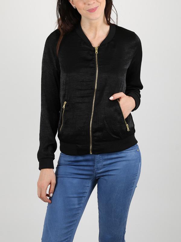 Bunda Alcott SATIN JACKET WITH ZIPS Černá