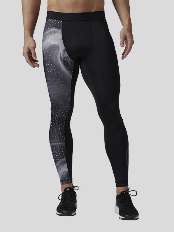 Kompresní legíny Reebok COMPRESSION TIGHT - AOP Černá