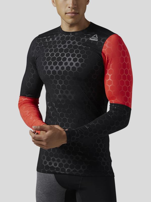 Kompresní tričko Reebok HEXAWARM LS COMP TEE Černá