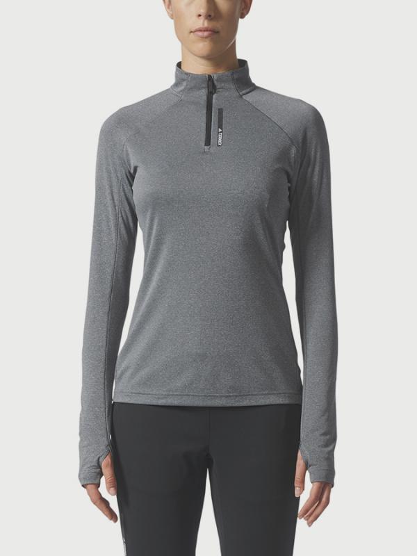 Tričko adidas Performance W TRACERO 1/2LS Šedá