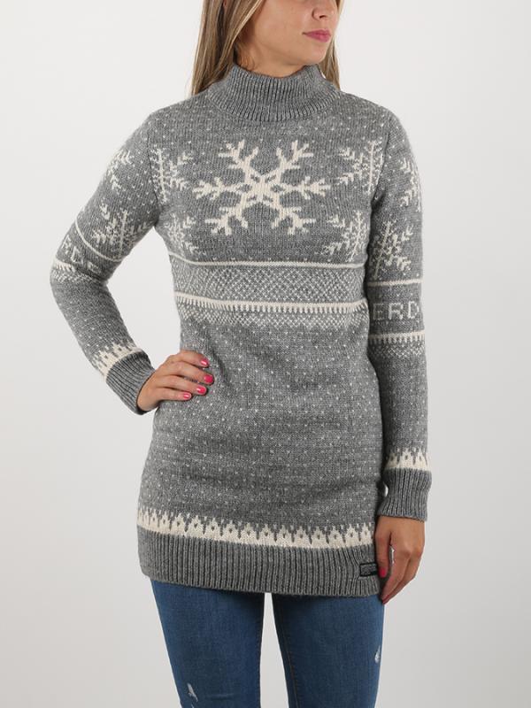 Svetr Superdry SCANDI SKI SNOWFLAKE TUNIC Šedá