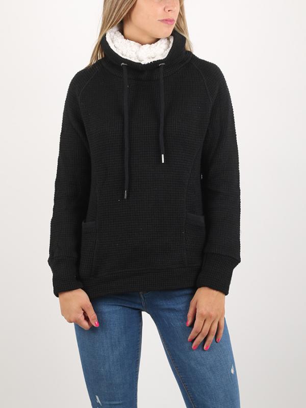 Mikina Superdry COSY BORG FUNNEL HOOD Černá