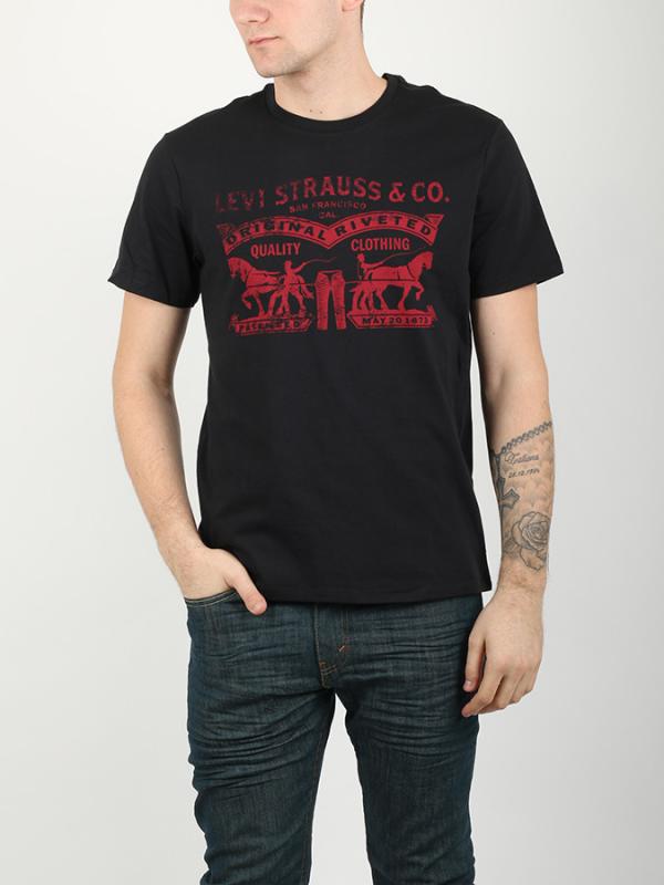 Tričko LEVI'S GRAPHIC SETIN NECK 2 HORSE BLACK GRAP Černá