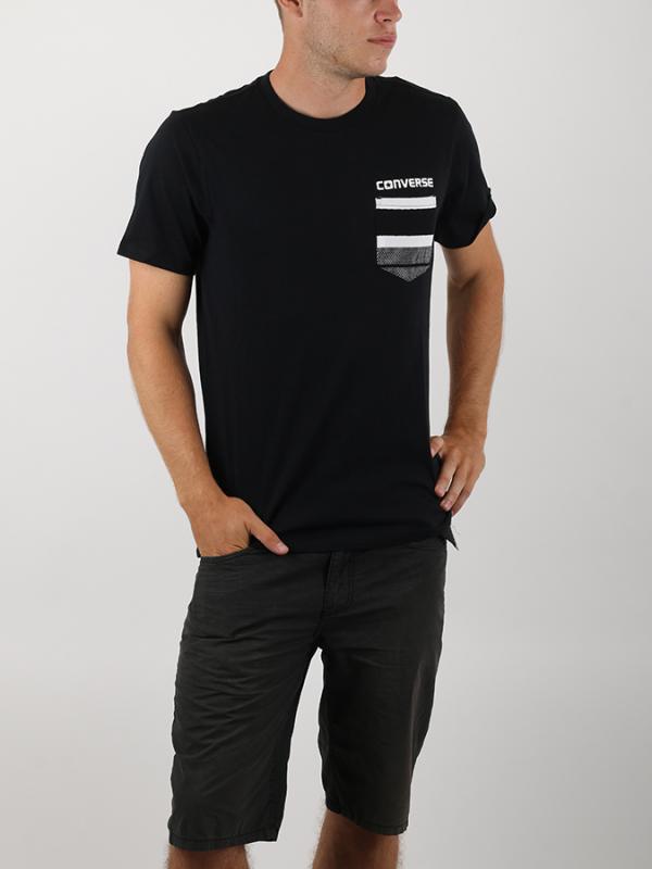 Tričko Converse STRIPES POCKET TEE Černá