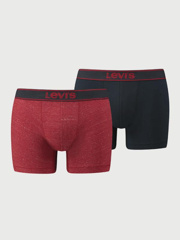 Boxerky LEVI'S 200Sf Vintage Heather Boxer Brief 2 Pack Červená