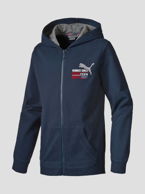 Mikina Puma STYLE ATHL Hooded Sweat Jacket B blue wi Modrá