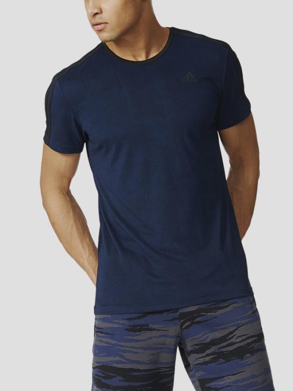 Tričko adidas Performance ESS 3S AOP TEE Modrá