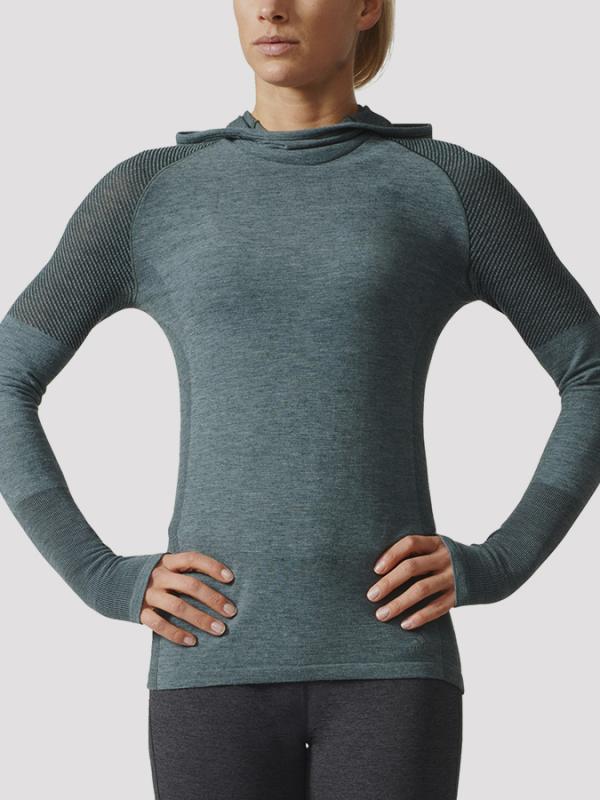 Tričko adidas Performance PKNIT LS HOOD W Zelená