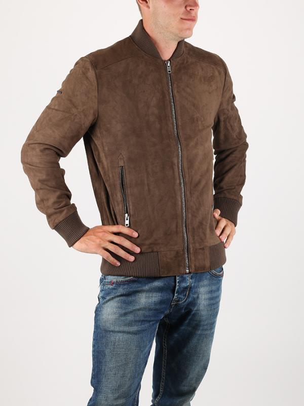 Bunda Superdry BRONX SUEDE BOMBER Hnědá