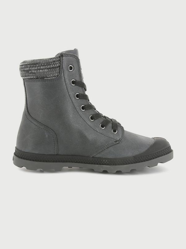 Boty Palladium Pampa Hi Knit Lp Black/Forged Iron Šedá