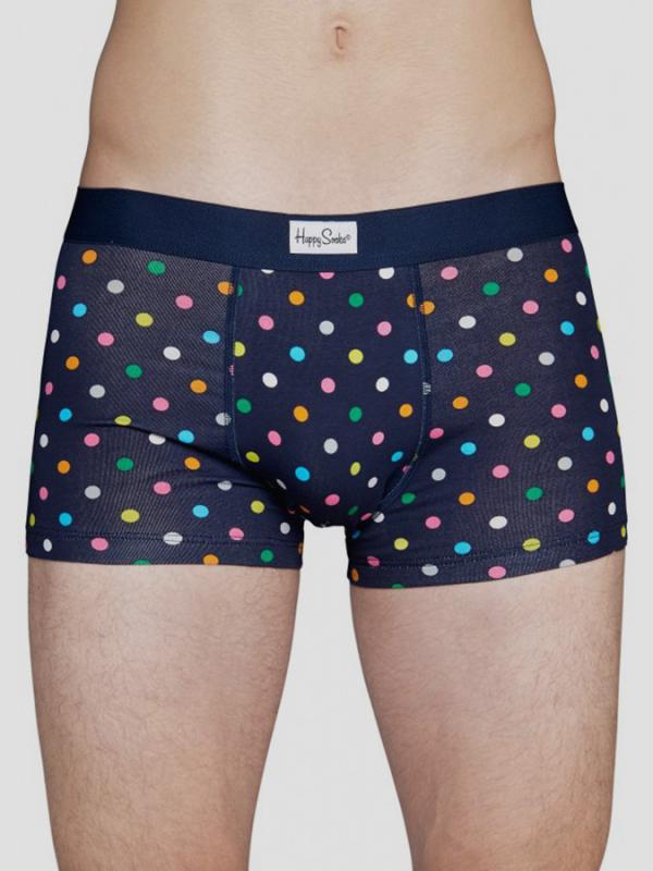 Boxerky Happy Socks modré s barevnými tečkami vzor Dot Modrá