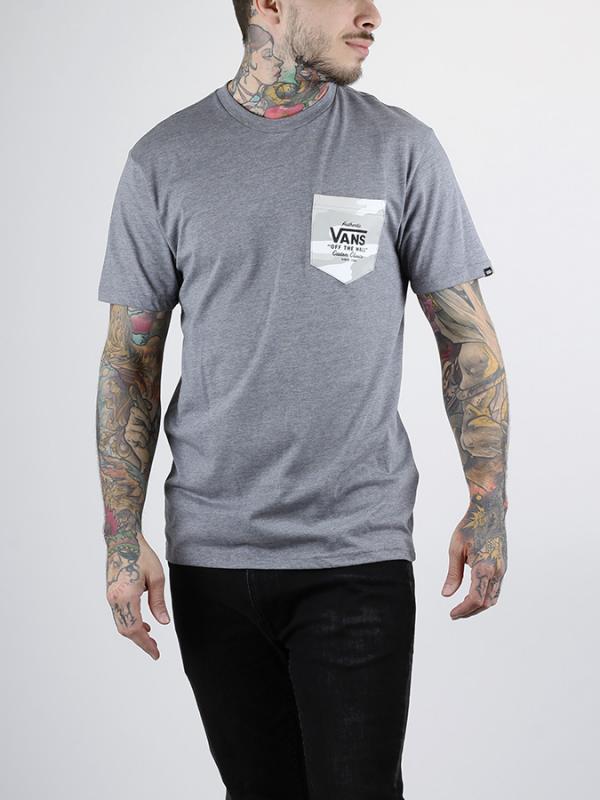 Tričko Vans MN PRINT BOX POCKET HEATHER GREY Šedá