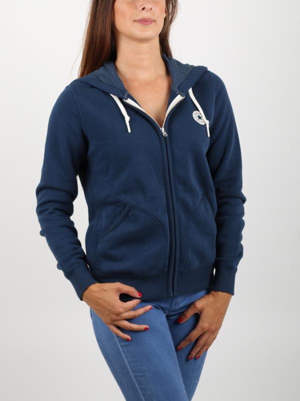 Mikina Converse CORE FULL ZIP HOODIE Modrá