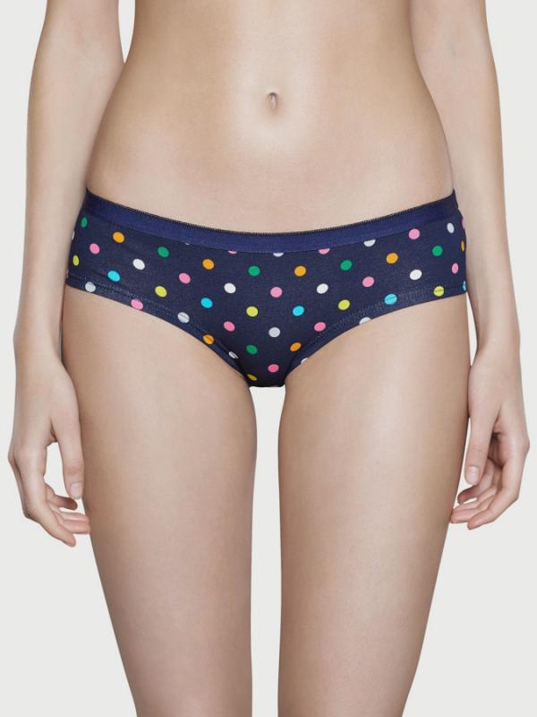 Kalhotky Happy Socks tmavě modré s barevnými tečkami vzor Dot Modrá