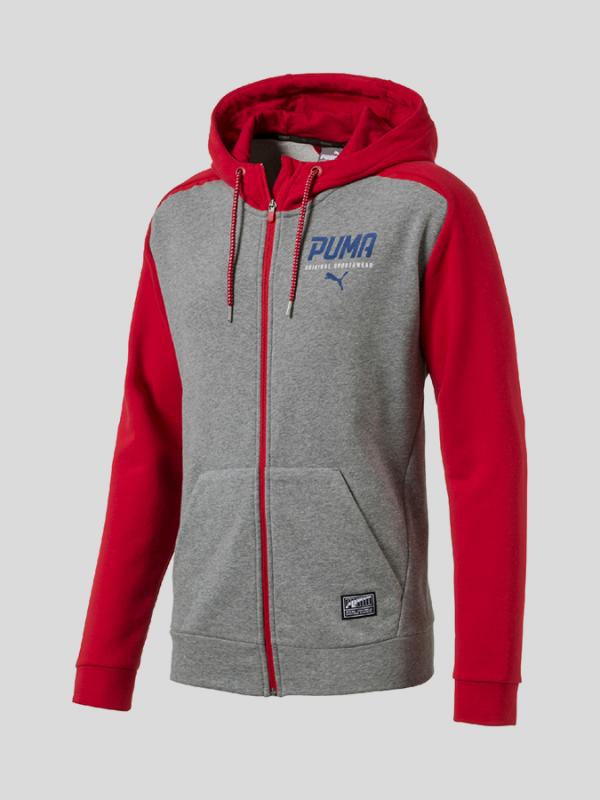 Mikina Puma STYLE Tec FZ Hoody TR Červená