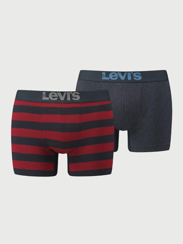 Boxerky LEVI'S 200Sf Rugby Stripe Boxer Brief 2 Pack Červená