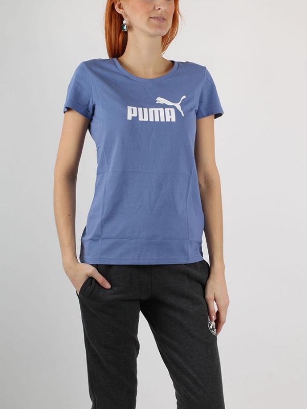 Tričko Puma ESS Large Logo Tee W bleached Modrá
