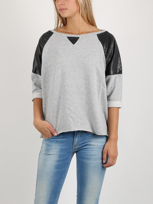 Mikina Replay MELANGE LOOSE FLEECE Šedá