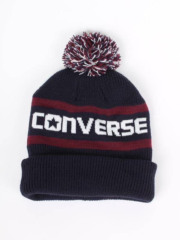 Čepice Converse Jacquard Pom Watchcap Modrá
