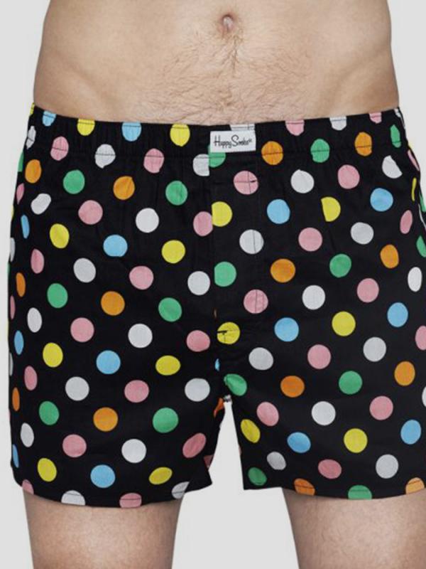 Trenýrky Happy Socks černé s barevnými puntíky vzor Big Dot Barevná