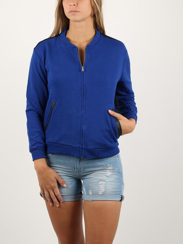 Mikina Alcott CARDIGAN CON RIPORTI IN CHIFFON Modrá