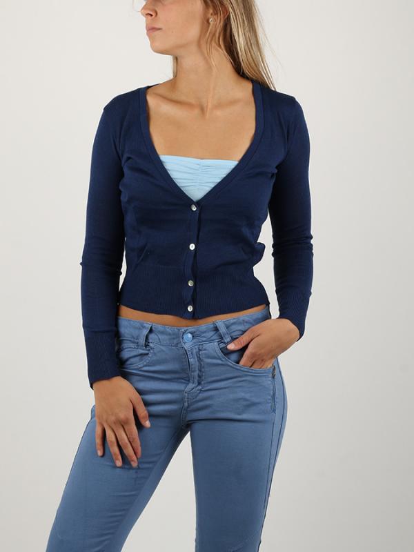 Svetr Alcott LaCE ON BACK CARDIGAN Modrá