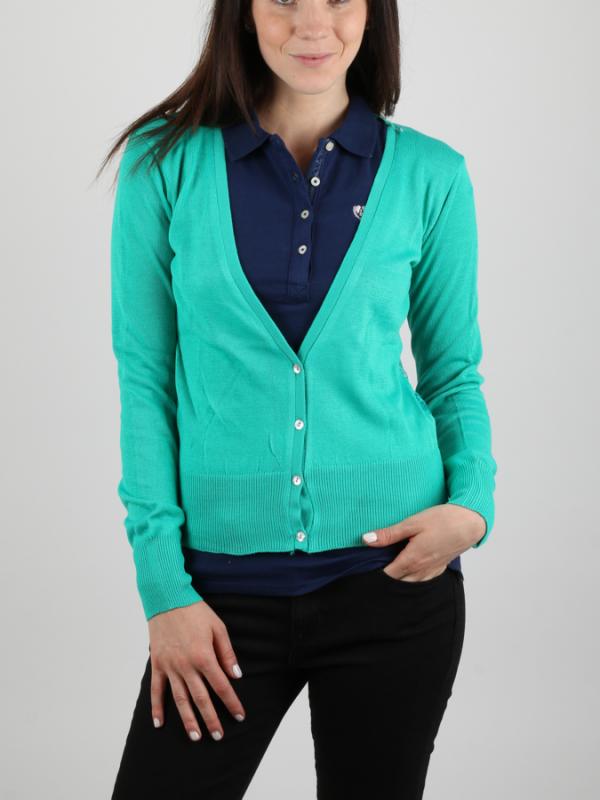 Svetr Alcott LaCE ON BACK CARDIGAN Zelená