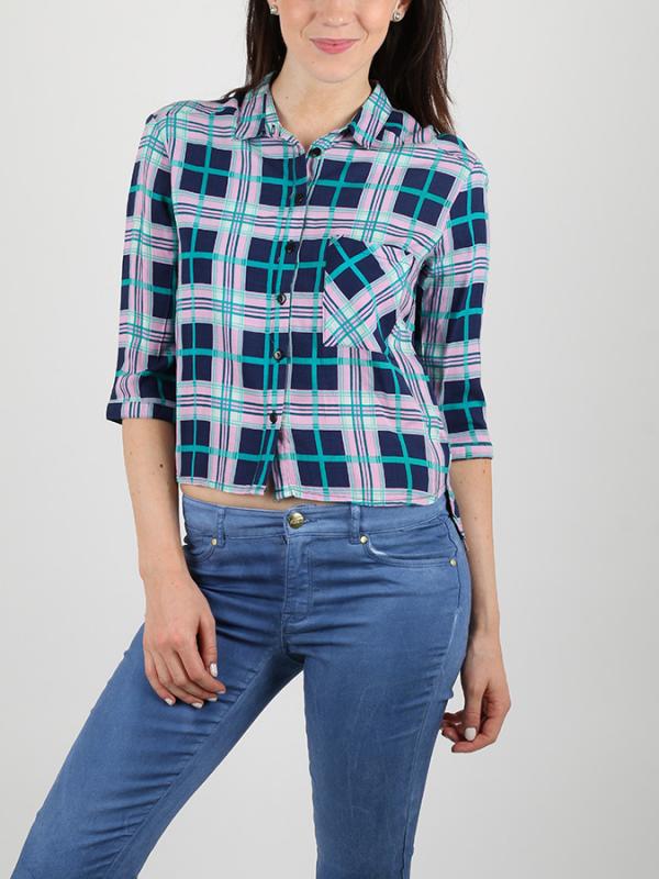 Košile Alcott CHECK SHIRT WITH PRINT AT BACK Šedá