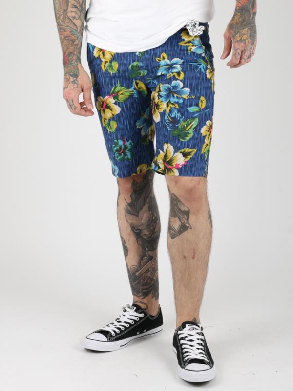 Kraťasy Alcott PRINTED FLOWER MIX LINEN Modrá