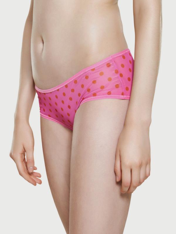 Kalhotky Happy Socks růžové mesh s červenými tečkami vzor Dot Růžová