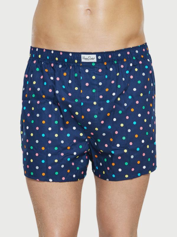 Trenýrky Happy Socks modré s barevnými puntíky vzor Dot Modrá
