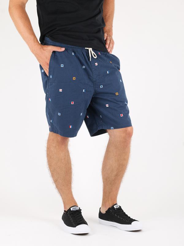 Kraťasy Vans MN RANGE PRINT SHORT NAUTICAL FLAGS Modrá