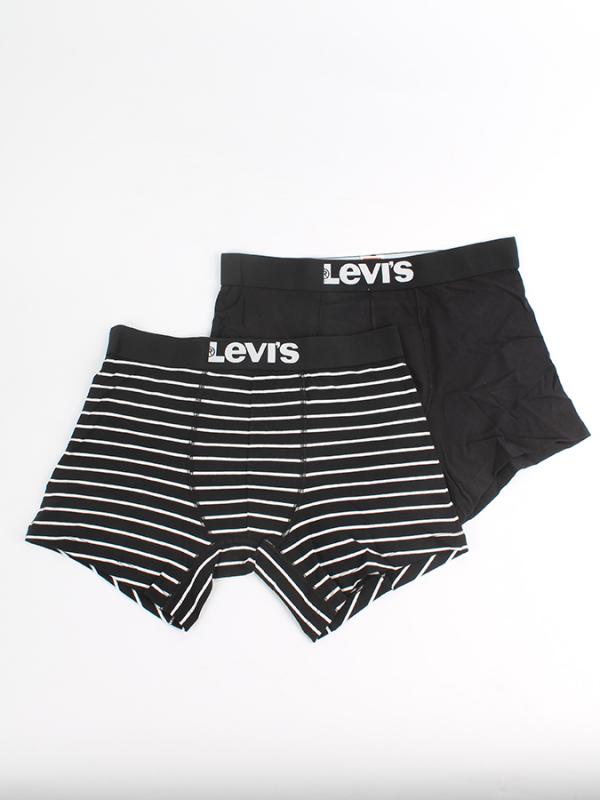 Boxerky LEVI'S 200Sf Vintage Stripe 0312 Boxer Brief 2 Pack Černá