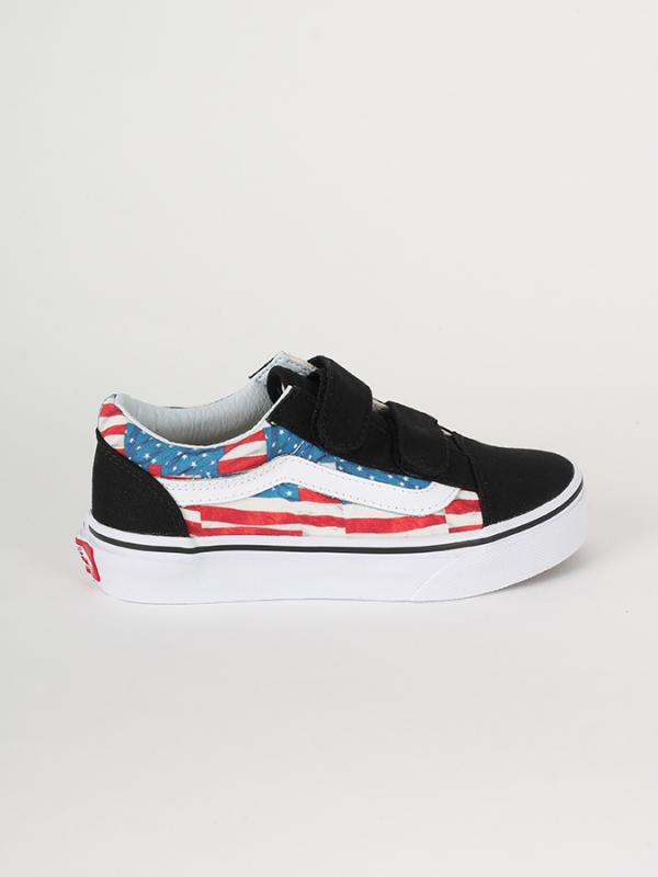 Boty Vans K Old Skool V (Free Flag) Blk Barevná